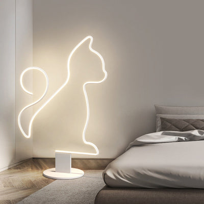 Zeitgenössische kreative Eisen Aluminium Acryl Katze Hund LED stehend Stehleuchte für Schlafzimmer 