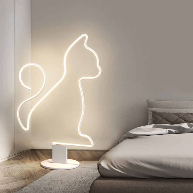 Zeitgenössische kreative Eisen Aluminium Acryl Katze Hund LED stehend Stehleuchte für Schlafzimmer 