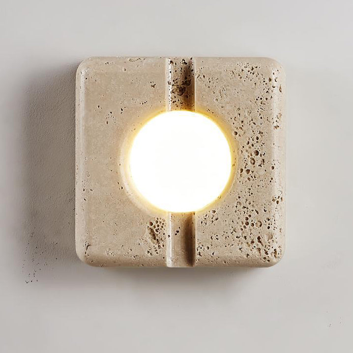 Contemporary Retro White Travertine Square Shade LED Wall Sconce Lamp For Study
