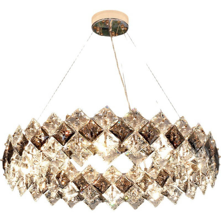 Modern Luxury Crystal Circle Plated Hardware 4/6/8/12/14 Light Chandelier For Living Room