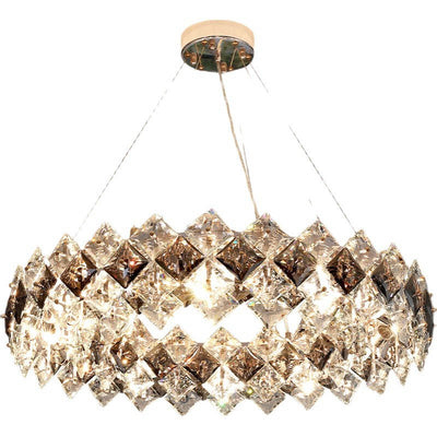Lustre contemporain en cristal de luxe avec matériel plaqué en cercle de diamant 5/6/7/8/10/14 lumières pour salon 