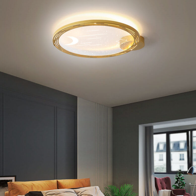 Nordic Modern Minimalist Round Star Moon Iron Aluminum Acrylic LED Flush Mount Ceiling Light