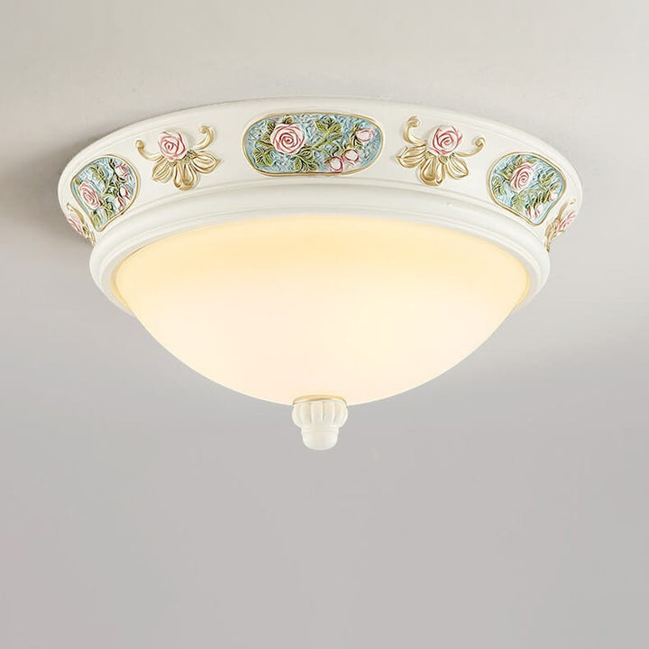 Lámpara de Techo Empotrada Redonda de Resina Francesa Tradicional de 3/4 Luces para Dormitorio 