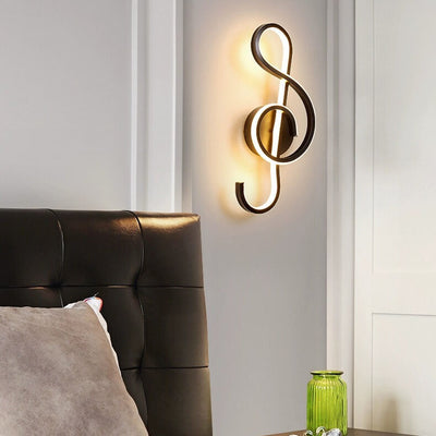 Modern Art Deco Music Note Soft Silicone Lampshade LED Wall Sconce Lamp For Bedroom