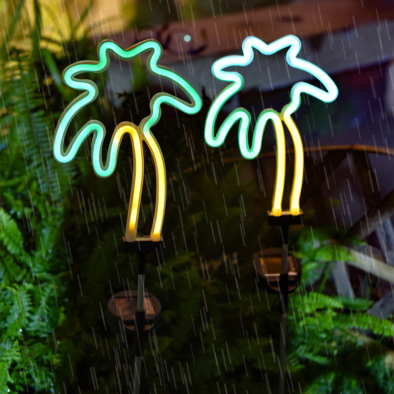 ضوء خارجي LED من الفولاذ المقاوم للصدأ PVC خط أناناس شجرة جوز الهند مقاوم للماء شمسي حديث وبسيط للحديقة 