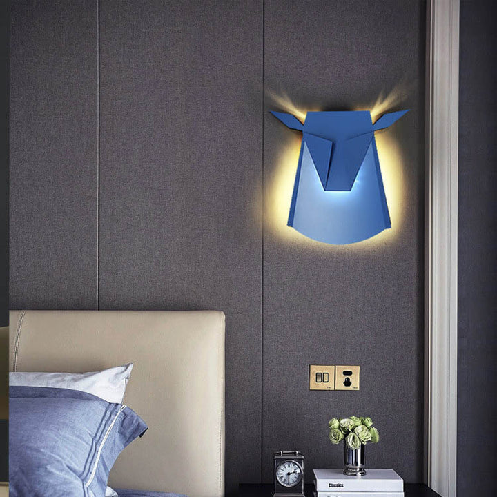 Lampe murale LED créative contemporaine en forme de tête de taureau en fer pour chambre à coucher 