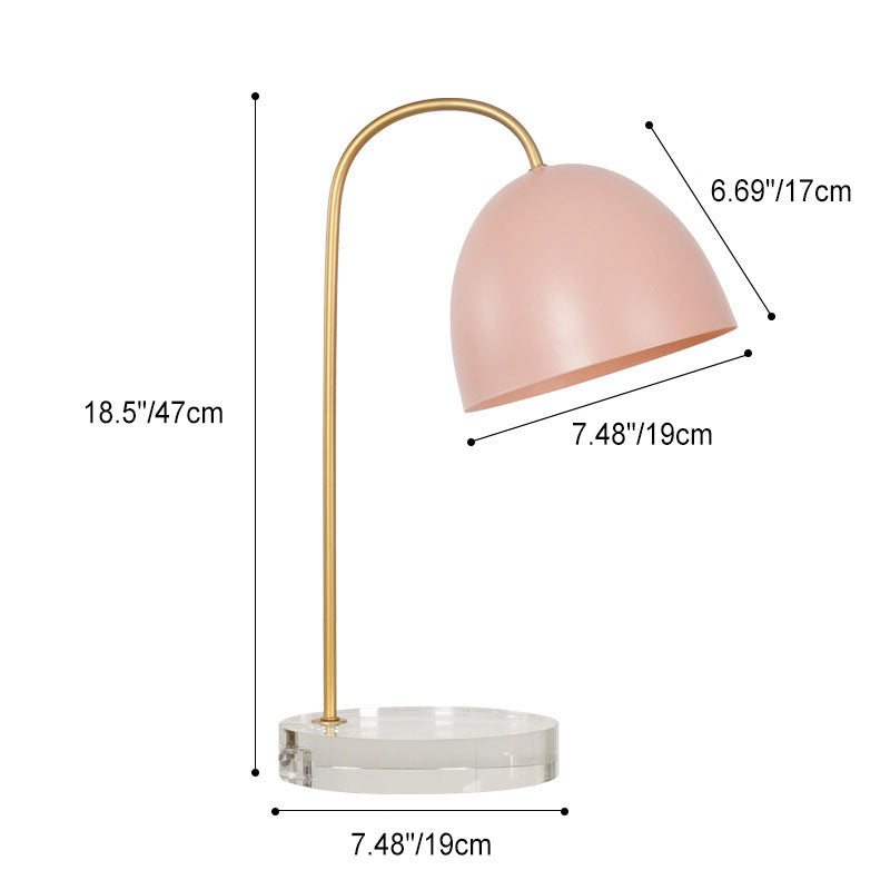 Contemporary Scandinavian Hardware Dome Shade Crystal Base 1-Light Table Lamp For Bedroom