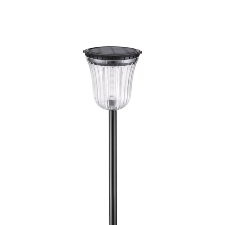Lampe de pelouse LED moderne noire transparente solaire extérieure imperméable à insérer dans le sol du jardin 