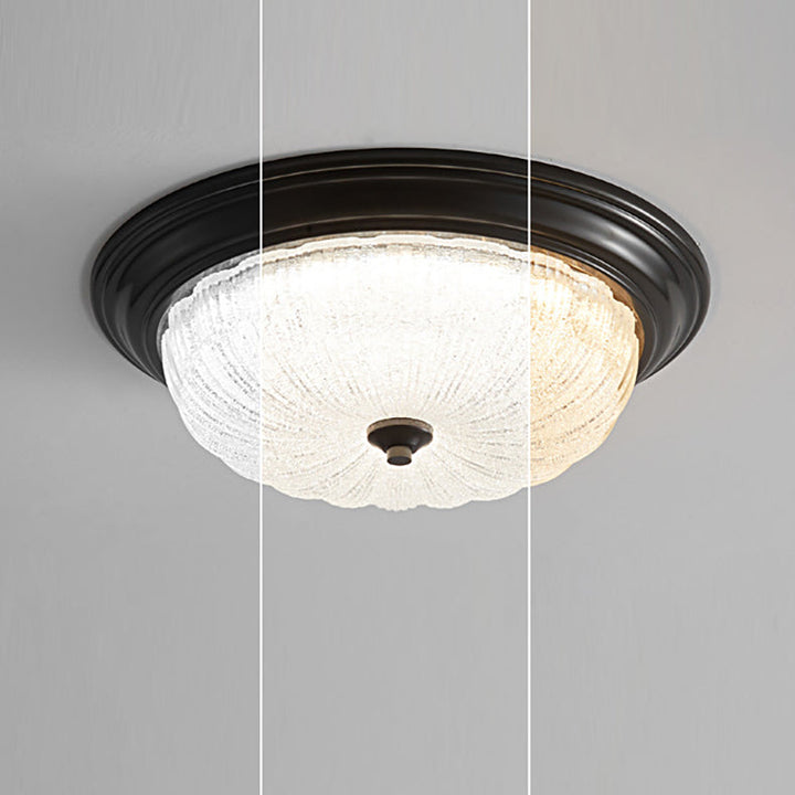 Luz de techo LED empotrada de cobre con cristal redondo nórdico contemporáneo para dormitorio 