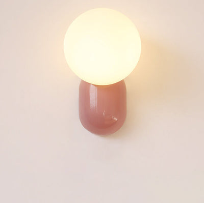 Macaron-Creme-Stil Harz-Glaskugel 1-Licht Wandleuchte 