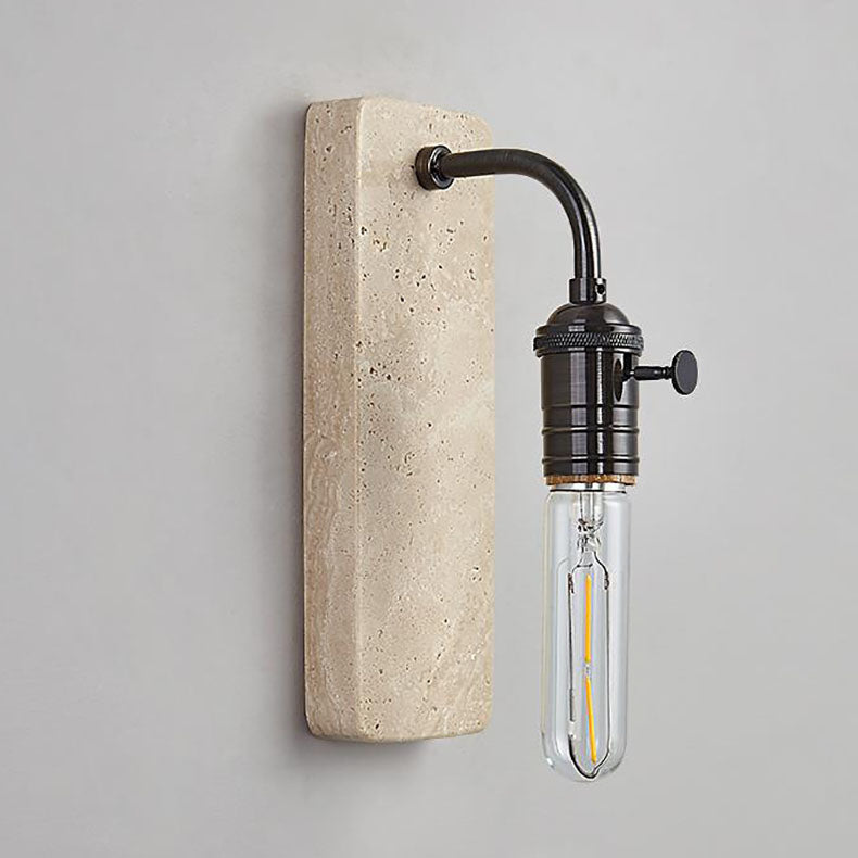 Lámpara de aplique de pared redonda de 1 luz de latón travertino retro contemporáneo para dormitorio 