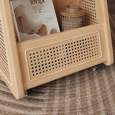 Zeitgenössischer Retro Massivholz Beweglicher Multifunktionaler Lagerung Beistelltisch 3-stufig Für Wohnzimmer 