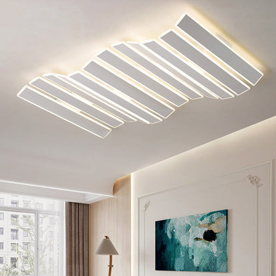 Zeitgenössische Einfachheit Acryl gestreifte Fischgrätenform LED Unterputz Deckenleuchte für Wohnzimmer 