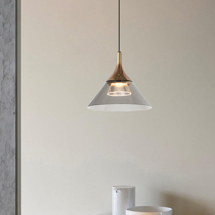 Suspension LED en acrylique et aluminium de forme coupe minimaliste moderne pour salle à manger 