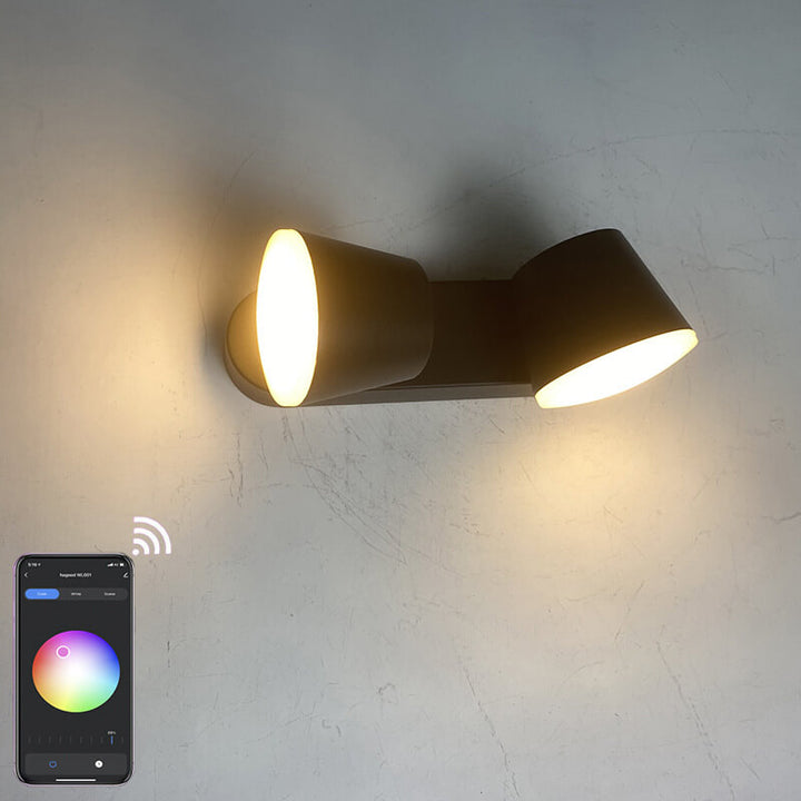 Applique murale LED étanche à Double tête, projecteur réglable industriel contemporain en aluminium, lampe pour Patio extérieur 