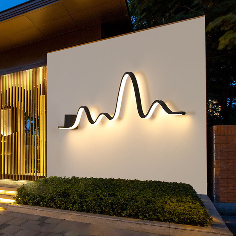 Applique Murale LED en Bande Solaire Imperméable Minimaliste Moderne en Fer Aluminium Silice pour Patio Extérieur 