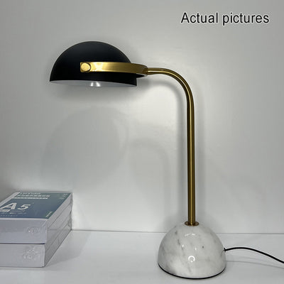Industrial Marble Half Round Lamp Shade 1-Light Table Lamp