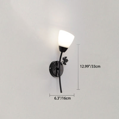 Scandinavian Minimalist Iron Glass Flower Bud Shape 1/2-Light Wall Sconce Lamp