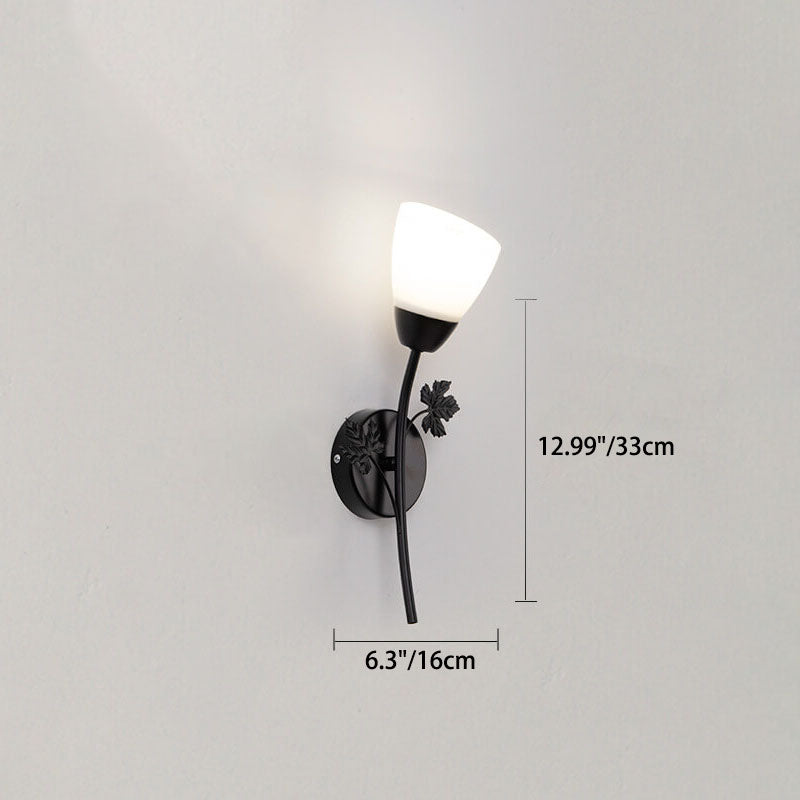 Scandinavian Minimalist Iron Glass Flower Bud Shape 1/2-Light Wall Sconce Lamp