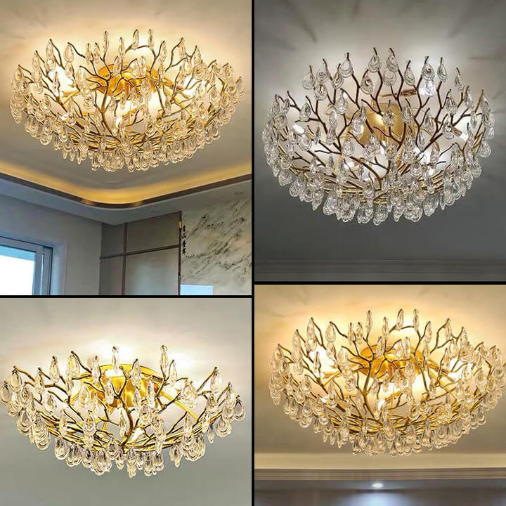 Europäisches Leichtluxus Gold Glamour Kristall 10/12-Licht Deckenleuchte 