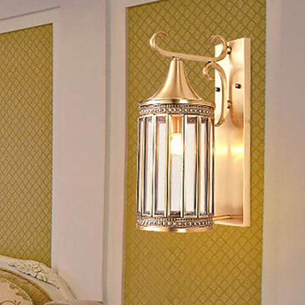 Zeitgenössische Luxus-Kupfer-Glas-Röhrenschirm 1/3-Licht Wandleuchte für Wohnzimmer 