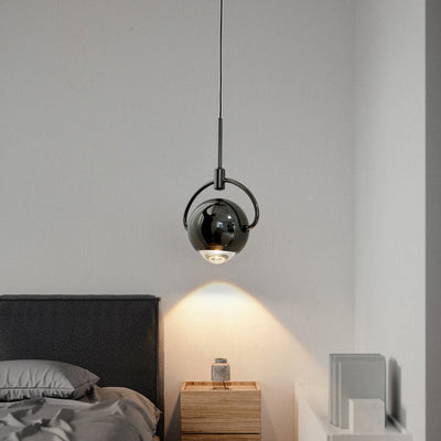 Luz colgante LED de vidrio de aluminio esférico giratorio minimalista moderno para dormitorio 
