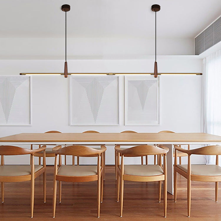 Lámpara de araña de isla de cocina LED contemporánea de cobre latón madera tira escandinava para comedor 