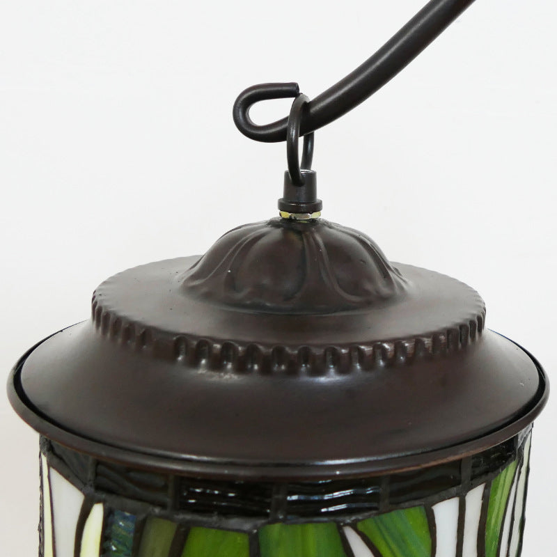 Lampe de sol traditionnelle Tiffany à colonne en fer avec verre à 2 lumières pour salon 