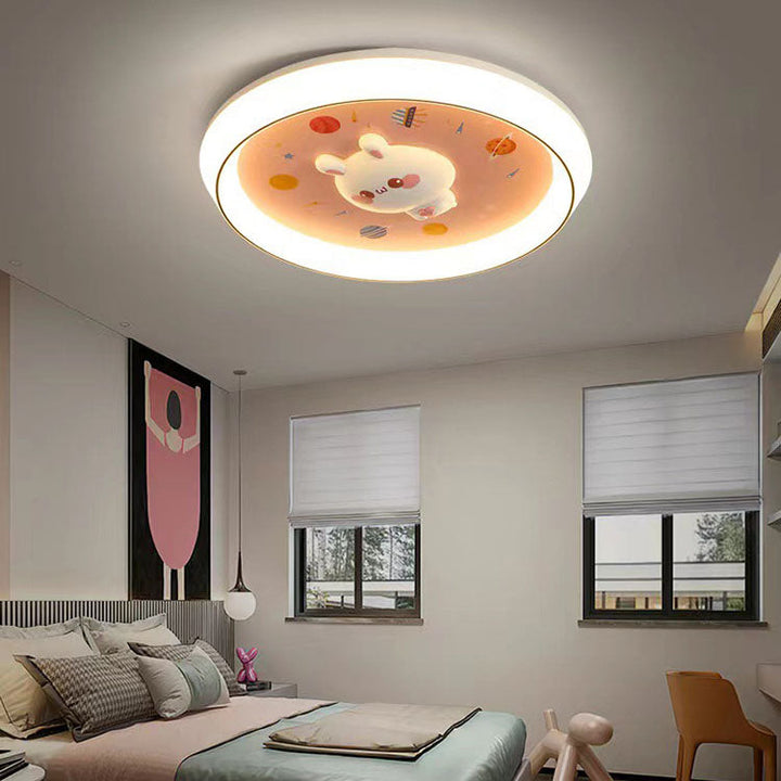 Plafonnier LED rond en acrylique, fer et résine pour enfants moderne et minimaliste pour chambre à coucher 