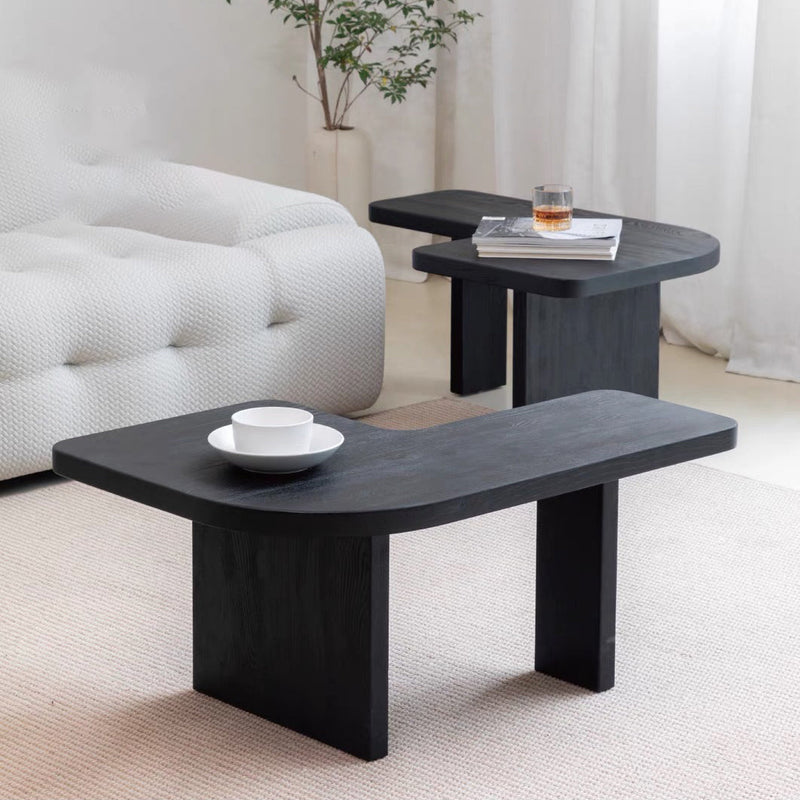 Mesa de café cuadrada contemporánea de combinación de madera de pino y fresno para sala de estar 