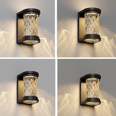 Lampe applique murale LED cylindrique en verre inoxydable solaire étanche de luxe moderne pour patio extérieur 
