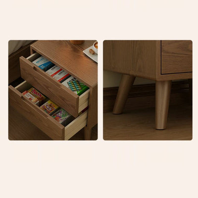 Table de nuit carrée en bois de caoutchouc moderne avec 1/2 tiroir pour chevet 