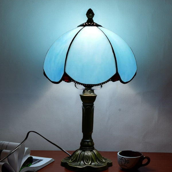 European Simple Tiffany Blue Glass Petal Design 1-Light Table Lamp