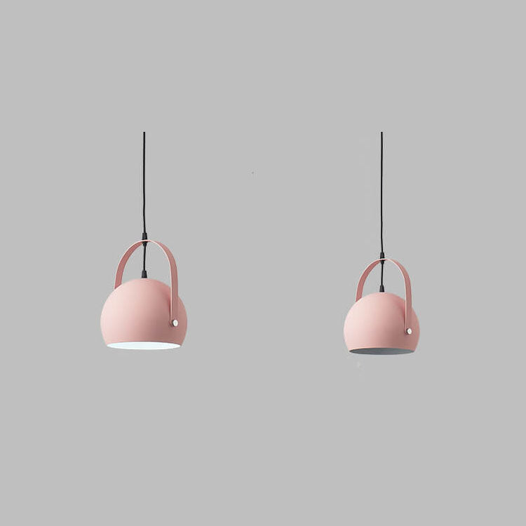 Contemporary Nordic Macaron Aluminum Semicircle 1-Light Pendant Light for Living Room