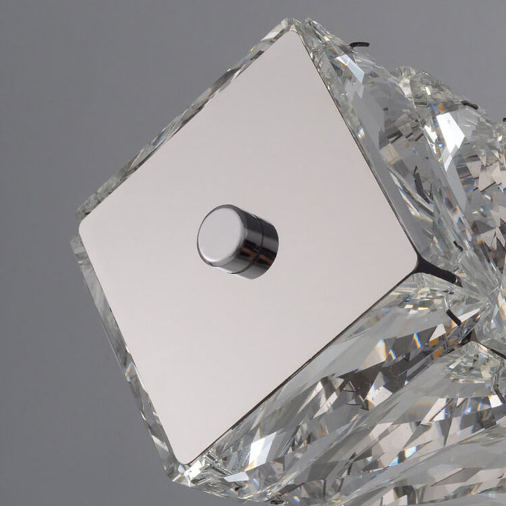 Lustre suspendu moderne en acier inoxydable avec bande de cristal LED pour salle à manger 