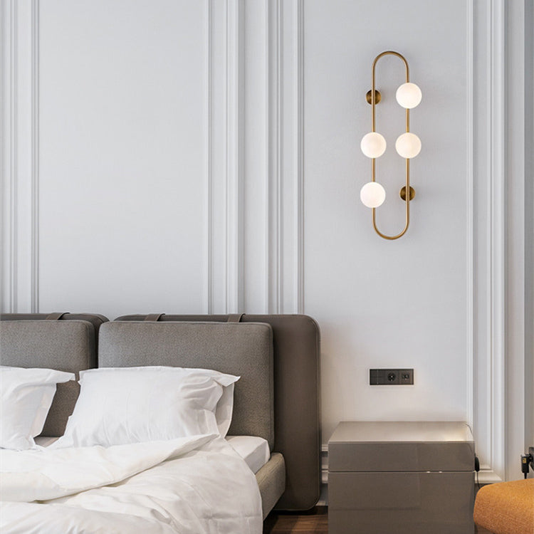 Contemporary Scandinavian Oval Orb Hardware Glass 4-Light Wall Sconce Lamp For Living Room