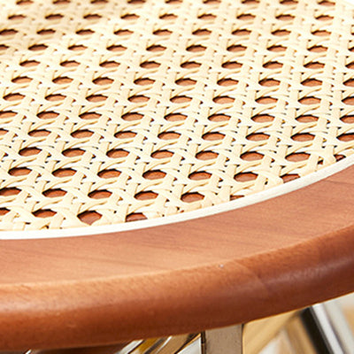 Traditional French Round Imitation Rattan Solid Wood Foldable Dining Chair Arc Back For Dining Room