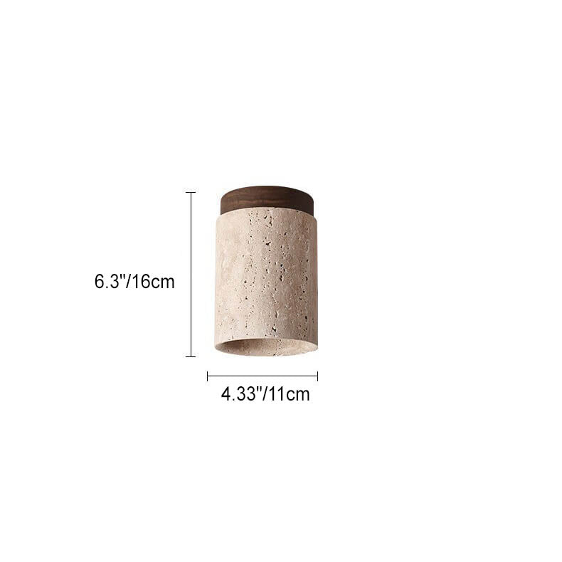 Traditional Rustic Travertine Column 1-Light Semi-Flush Mount Ceiling Light For Hallway