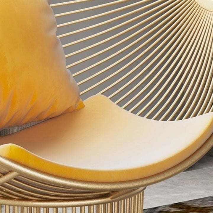 Modern Luxury Oval Curved Upholstered Iron Velvet Chair For Living Room