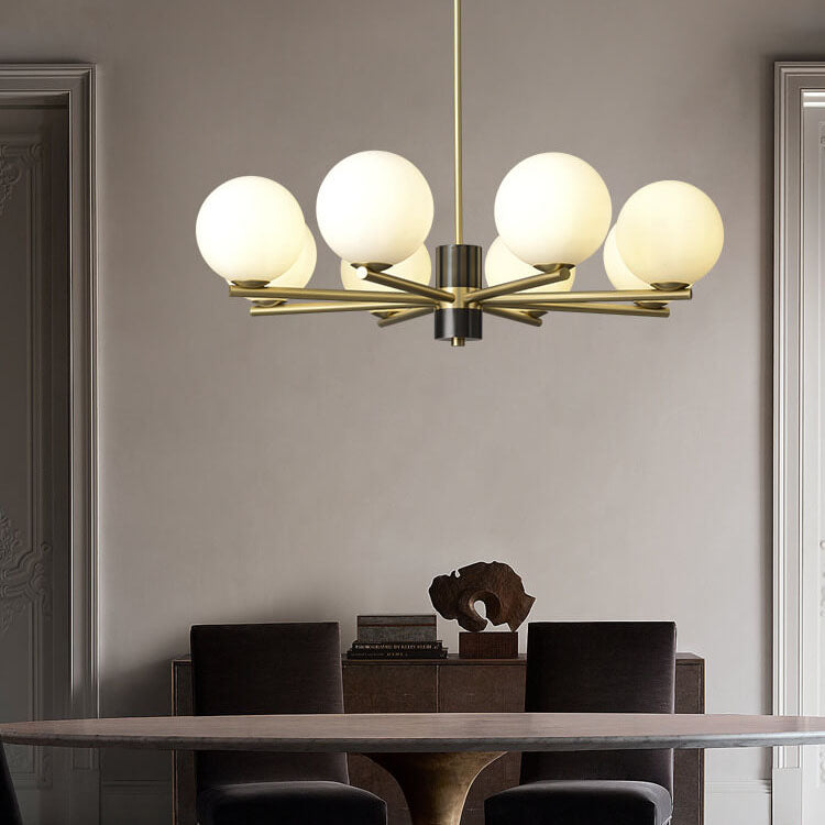 Modern Luxury Glass Round Ball Copper Branch 6/8/15 Light Chandelier For Living Room