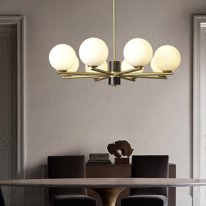 Modern Luxury Glass Round Ball Copper Branch 6/8/15 Light Chandelier For Living Room