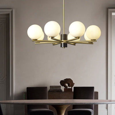 Nordic Light Luxury Glass Round Ball Brass Branch 6/8/15 Light Chandelier