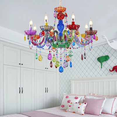 Lustre moderne de luxe en fer et verre avec cristaux à 6/8 lumières pour salle à manger 