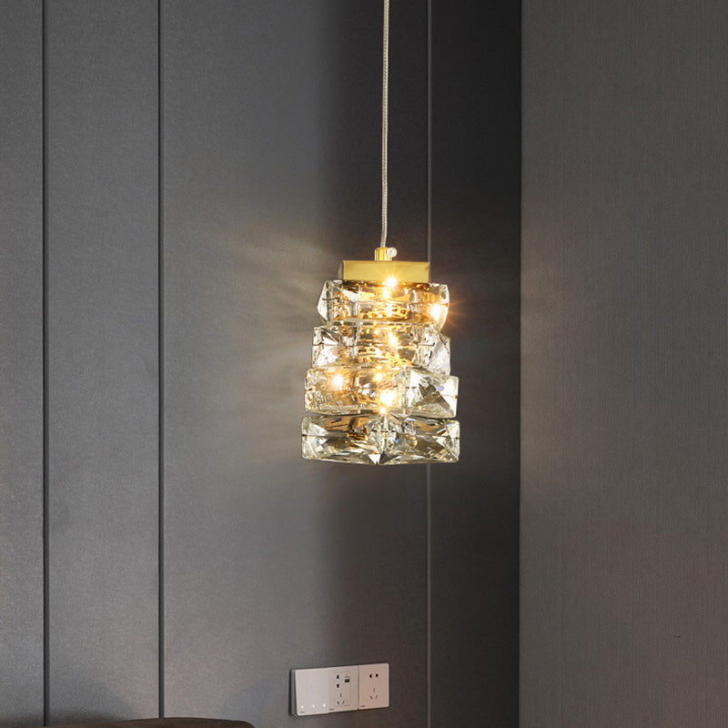 Moderne Luxus Edelstahl Kristall Unregelmäßige Spalte LED Pendelleuchte Für Wohnzimmer 