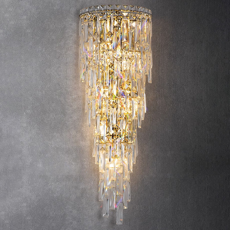 Zeitgenössische Luxus Kristall Quaste Halb Pfosten 1-Licht Wandleuchte Lampe für Wohnzimmer 