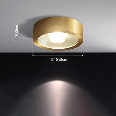 Modern Cylindrical Brass LED Spotlight Flush Mount Ceiling Light