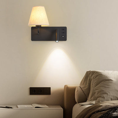 Moderne minimalistische quadratische Zylinder Eisen Aluminium Stoff 1-Licht LED Wandleuchte Lampe für Schlafzimmer 
