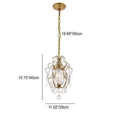 Suspension Luminaire en Cristal de Fer Côté Traditionnel de Luxe à 1 Lumière pour Salon 