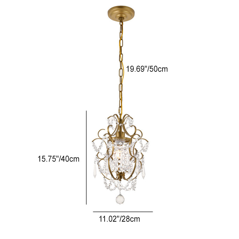 Suspension Luminaire en Cristal de Fer Côté Traditionnel de Luxe à 1 Lumière pour Salon 