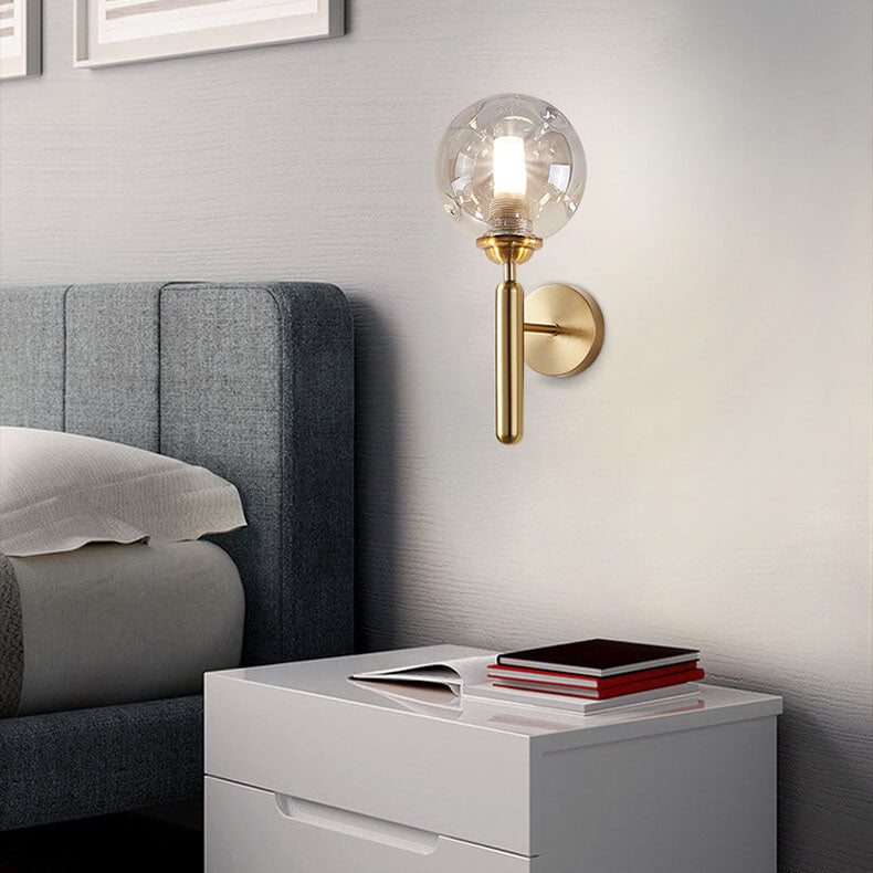 Lámpara Aplique de Pared Moderno Simple de Lujo Ligero con Esfera de Vidrio de 1 Luz 